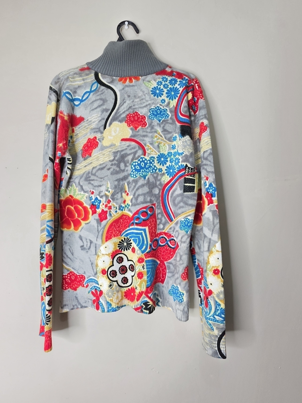 Custo Barcelona Vintage Zip Sweater Beaded Graphic Rare Wool Size M - Picture 15 of 16